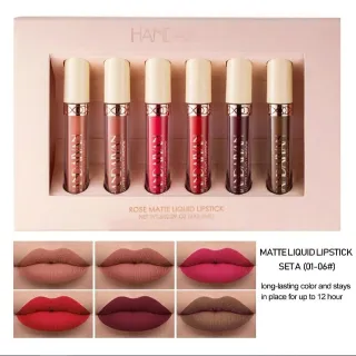 HANDAIYAN Rose Matte Long Lasting Liquid Lipstick Set (6 Pcs)